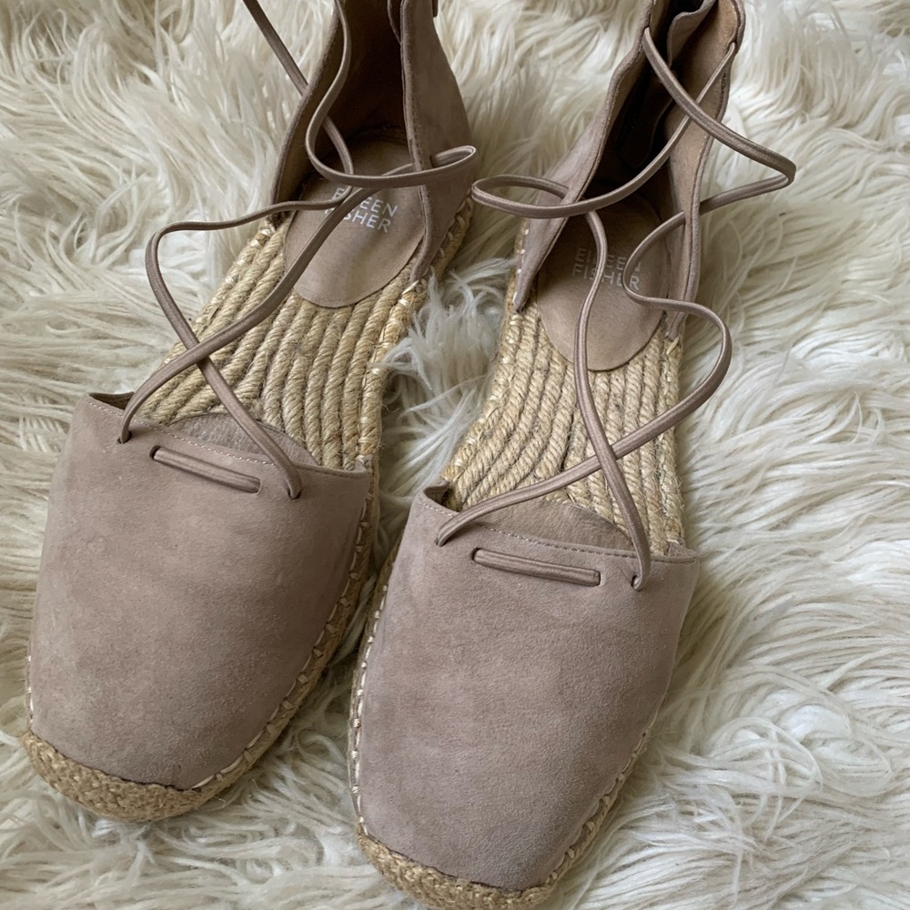 Eileen Fisher Lace Up Esparille Sandals Tan